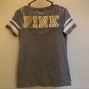Pink Victoria’s Secret Grey V-neck Tee